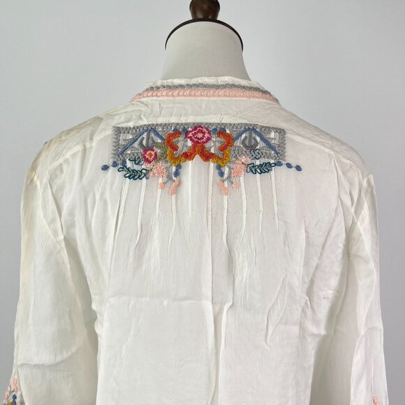 NWOT Johnny Was Floral Embroidered Long Sleeves V-Neck Shirt Blouse Size S - Picture 6 of 13